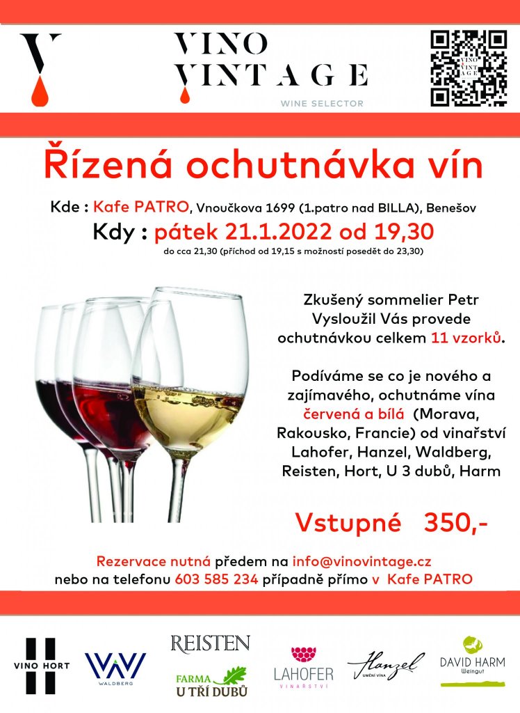 Degustace vín 21.1.2022 od 19,30 Kafe Patro Benešov